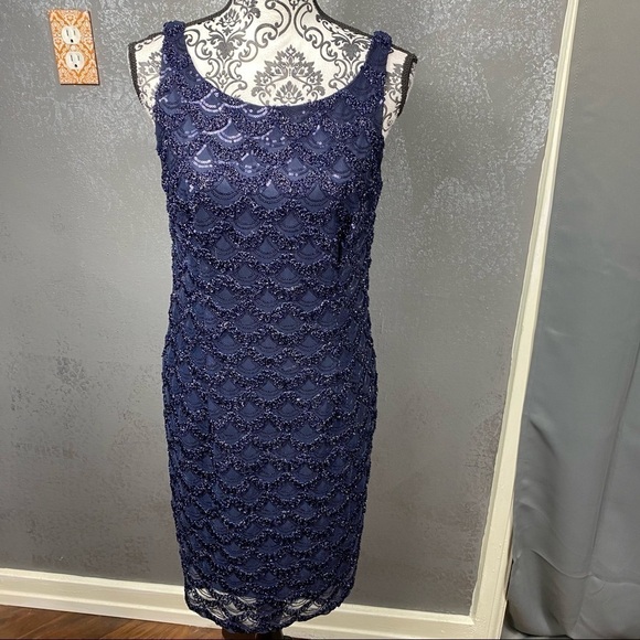 Studio 1 navy sleeveless all over sequin party dress. Occasion formal mini - Picture 4 of 13